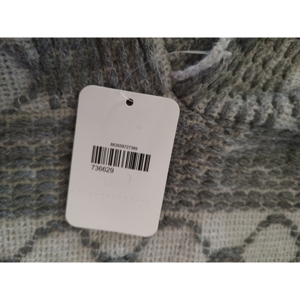 Bon‎ Voyage Hooded Poncho Sweater Gray Geometric Fringe One Size New With Tags - Picture 7 of 11